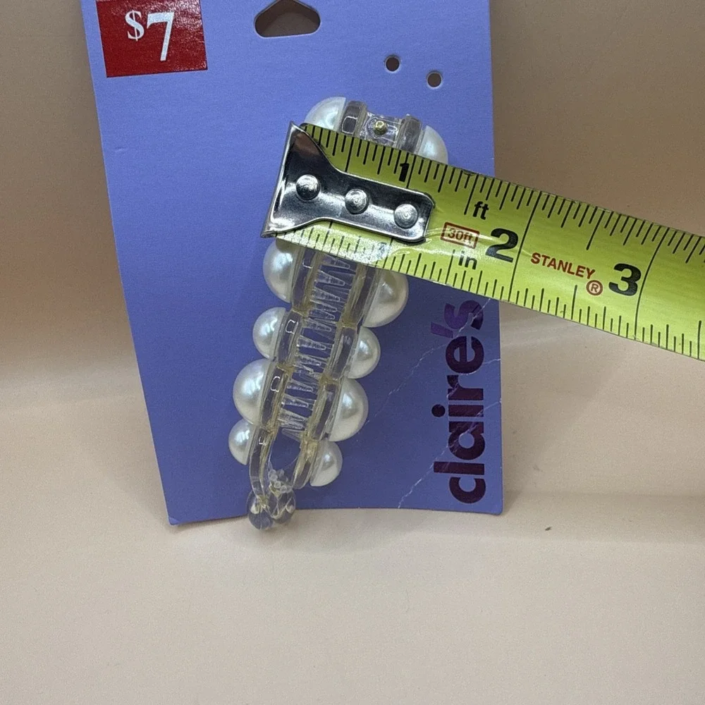 Claire's Faux Pearl Hair Twist Clip Jaws Plastic 4